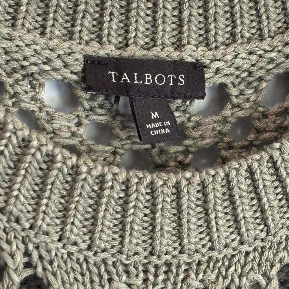 Talbots Olive Green Open-Knit Sleeveless Sweater - Picture 3 of 5